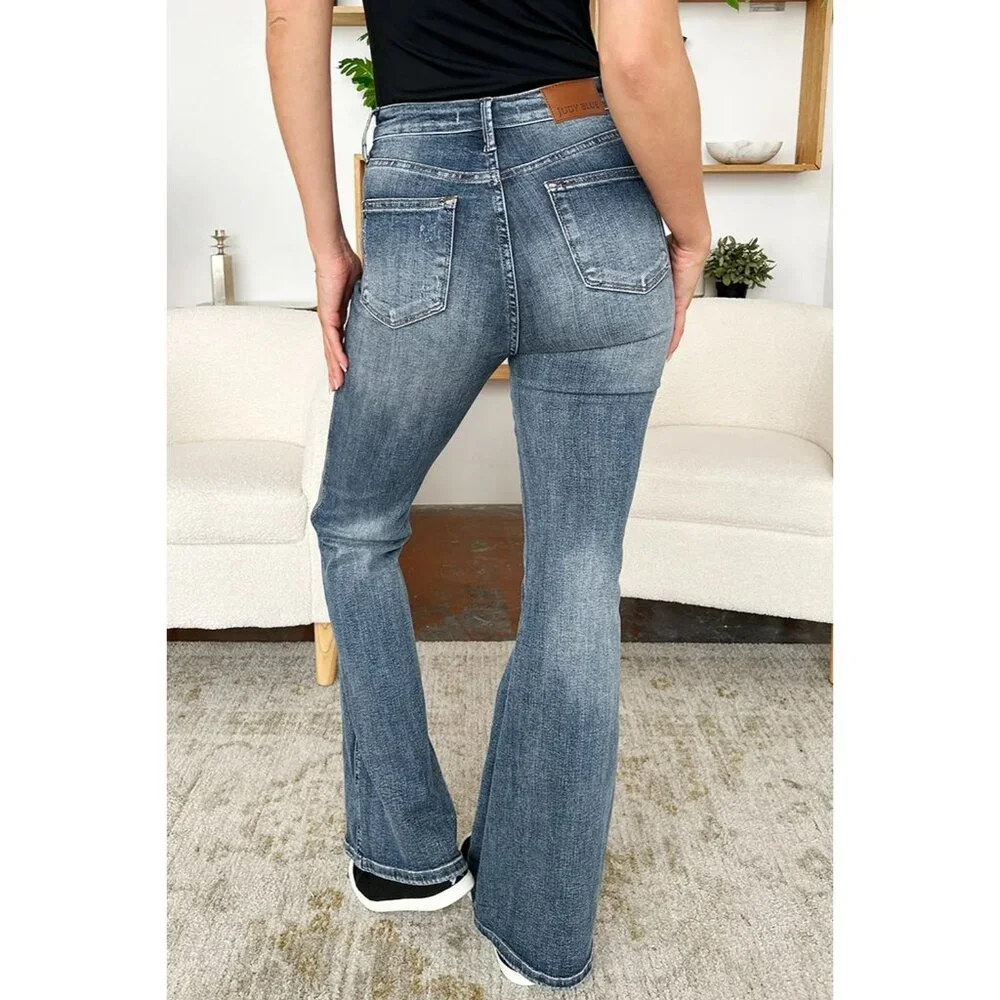 NWT Judy Blue Flare Jeans High Waist Tummy Control, Stretchy, Comfy Fall Fashion - Picture 5 of 12